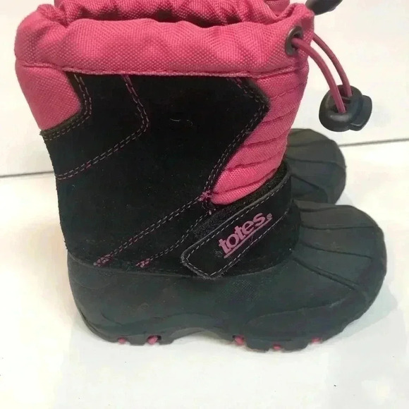 Totes Youth Girls Pink and black Rain and Snow boots size 7 - Picture 3 of 6